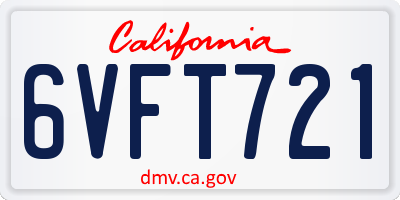 CA license plate 6VFT721
