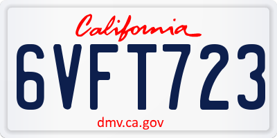 CA license plate 6VFT723