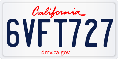 CA license plate 6VFT727