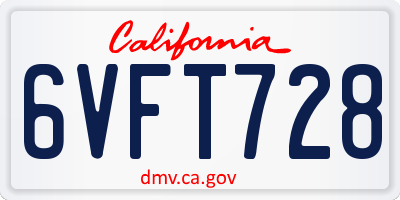 CA license plate 6VFT728