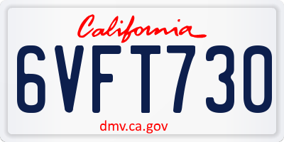 CA license plate 6VFT730