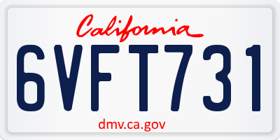 CA license plate 6VFT731