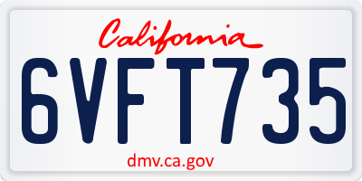 CA license plate 6VFT735