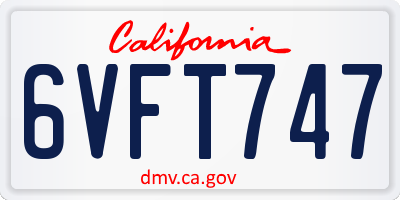 CA license plate 6VFT747