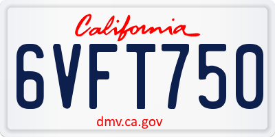 CA license plate 6VFT750