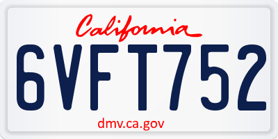 CA license plate 6VFT752