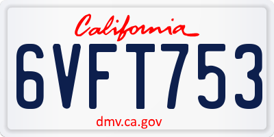 CA license plate 6VFT753