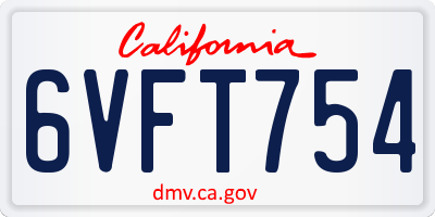 CA license plate 6VFT754