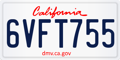CA license plate 6VFT755