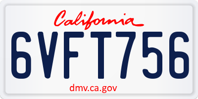 CA license plate 6VFT756