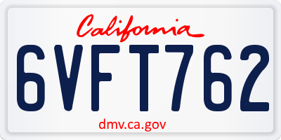 CA license plate 6VFT762