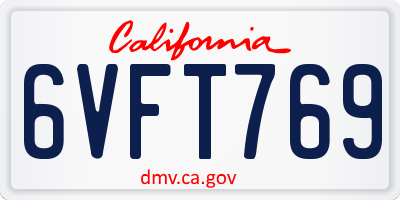 CA license plate 6VFT769