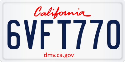 CA license plate 6VFT770
