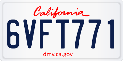 CA license plate 6VFT771