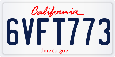 CA license plate 6VFT773