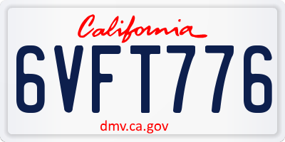 CA license plate 6VFT776
