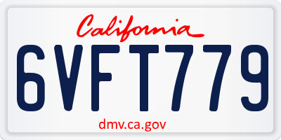 CA license plate 6VFT779