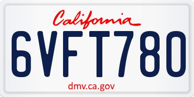 CA license plate 6VFT780