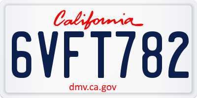 CA license plate 6VFT782