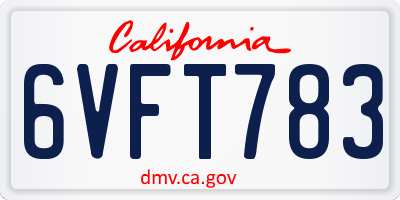 CA license plate 6VFT783