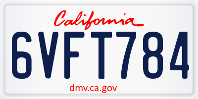 CA license plate 6VFT784