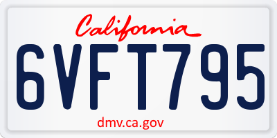 CA license plate 6VFT795