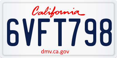 CA license plate 6VFT798