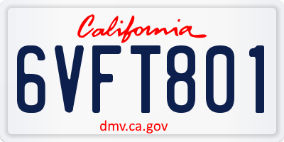 CA license plate 6VFT801