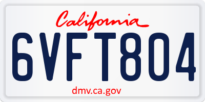 CA license plate 6VFT804