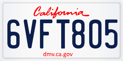 CA license plate 6VFT805
