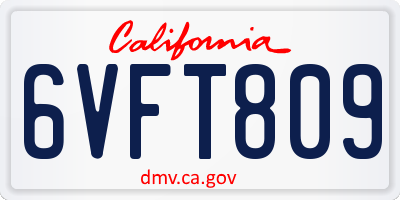 CA license plate 6VFT809