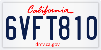 CA license plate 6VFT810