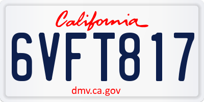 CA license plate 6VFT817