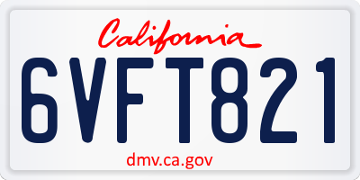 CA license plate 6VFT821