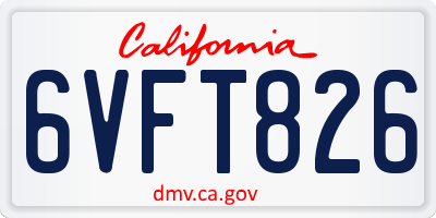 CA license plate 6VFT826