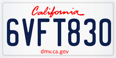 CA license plate 6VFT830