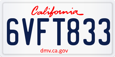 CA license plate 6VFT833