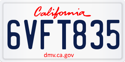 CA license plate 6VFT835