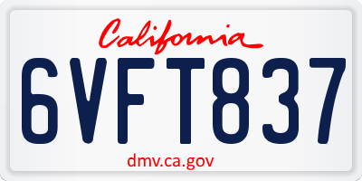 CA license plate 6VFT837