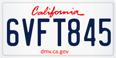 CA license plate 6VFT845