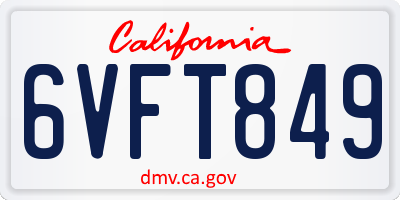 CA license plate 6VFT849