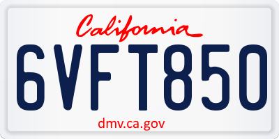 CA license plate 6VFT850