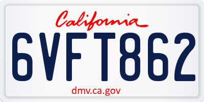 CA license plate 6VFT862