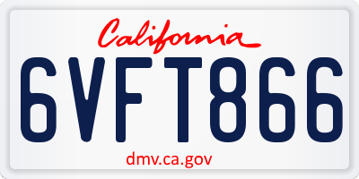 CA license plate 6VFT866