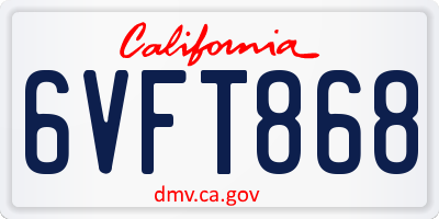 CA license plate 6VFT868