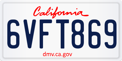 CA license plate 6VFT869