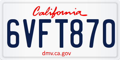 CA license plate 6VFT870