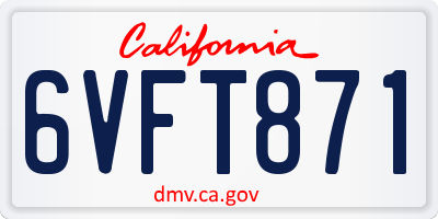 CA license plate 6VFT871