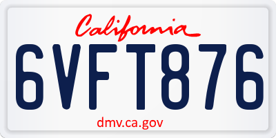 CA license plate 6VFT876