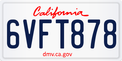 CA license plate 6VFT878
